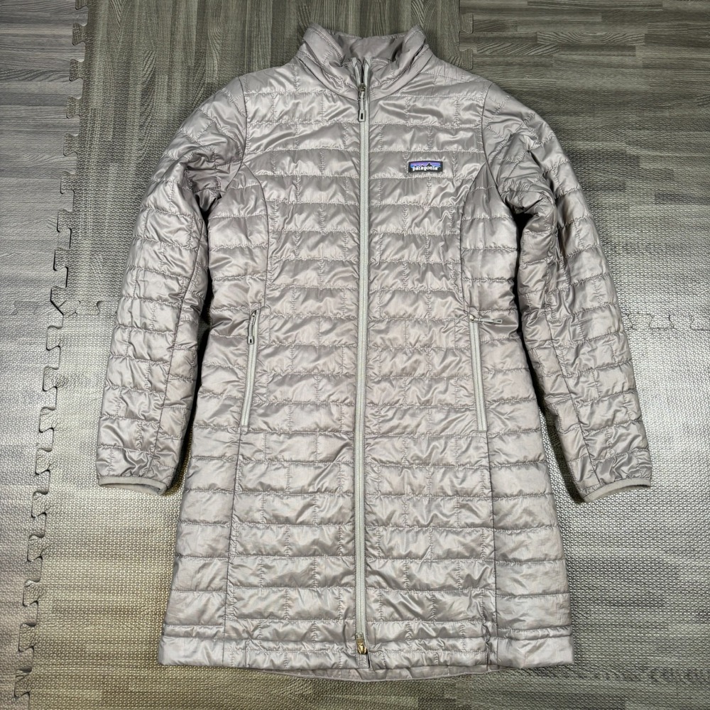 Patagonia Coat Womens M Gray Nano Puff Parka Insulated Long Full Zip Quilted